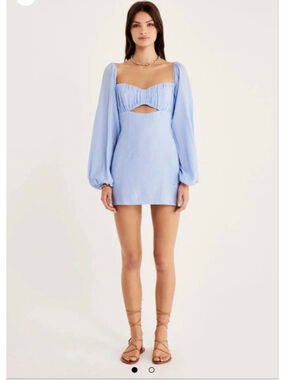 Women's Rumer Blue Long Sleeve Cutout Mini Dress S